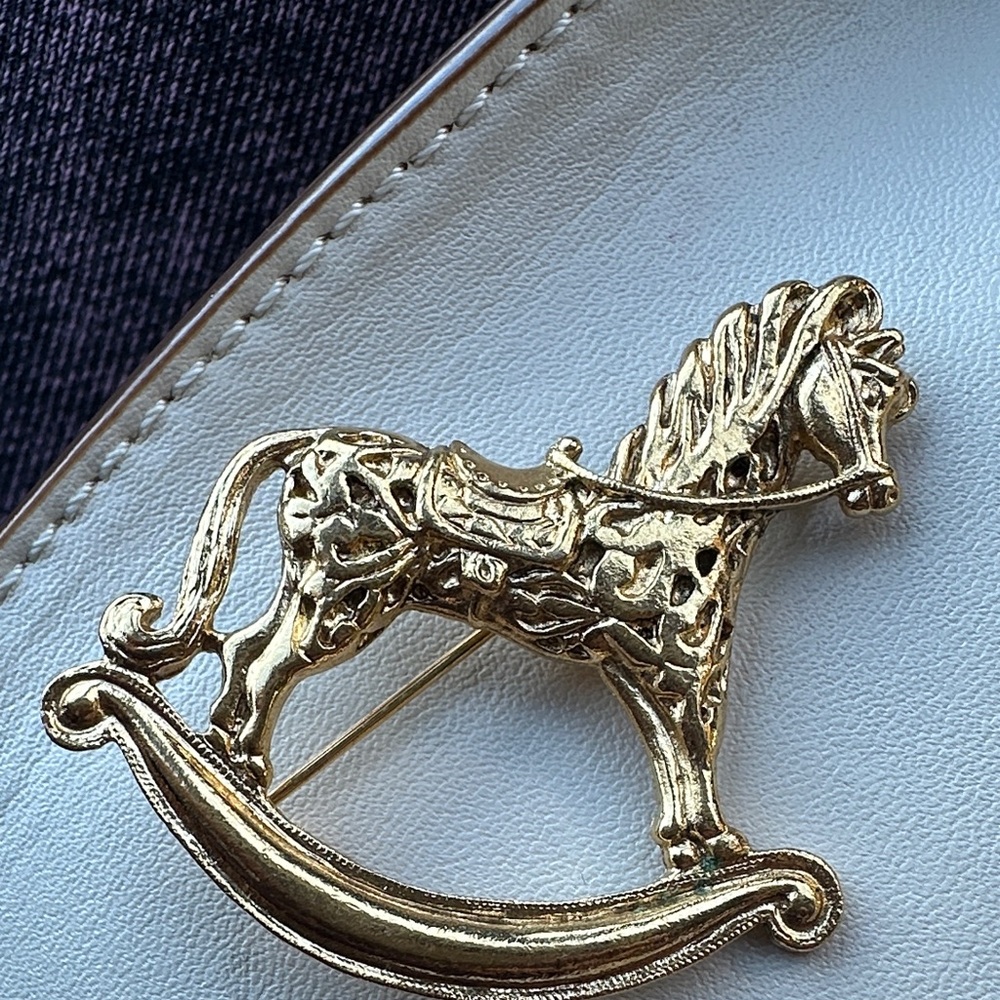 1928 Brand Rocking Horse Gold Tone Brooch